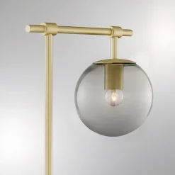 Smoked & Frosted Glass Globe Table Lamp - 21 1/4