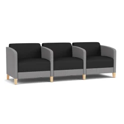 Social Three Seater with Center Arms in Premium Upholstery
