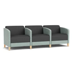 Social Three Seater with Center Arms in Premium Upholstery