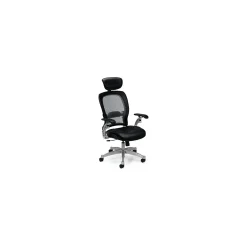Space Mesh High-Back Ergonomic Chair with Leather Seat