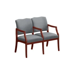 Spencer Two Seater with Center Arms in Solid Fabric
