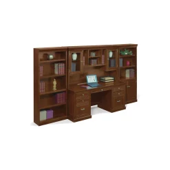 Statesman Credenza Desk with Bookcases and Storage Wall Set