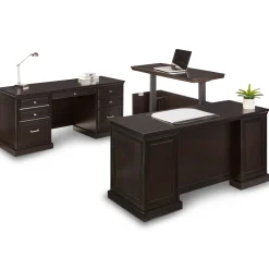 Statesman Height Adjustable L-Shaped Standing Desk with Left Return and Credenza