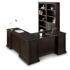 Statesman L-Shaped Executive Desk with Right Return and Bookcase Set