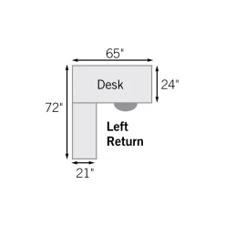 Statesman L-Shaped Executive Desk with Left Return - 65