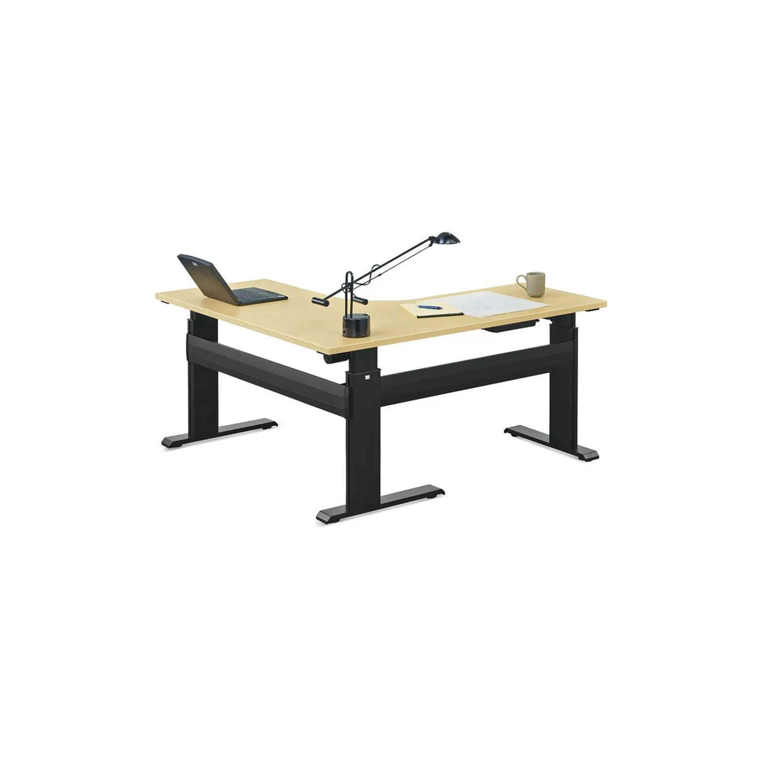 Stature 72"W Adjustable Height L-Desk with 60"D Right Return