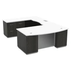 Three File Pedestal U-Shape Desk with Left Bridge - 72"W x 114"D