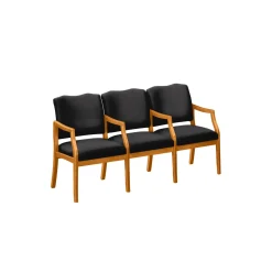 Three Seater with Center Arms in Solid Fabric