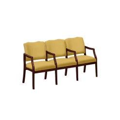 Three Seater with Center Arms in Solid Fabric