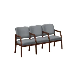 Three Seater with Center Arms in Solid Fabric