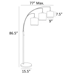Three-Lite Black Mesh Shade Floor Lamp - 50