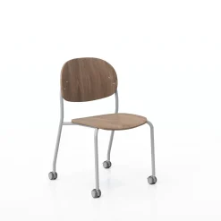 Tioga Armless Guest Chair with Casters - Laminate Seat and Back