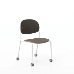Tioga Armless Guest Chair with Casters - Laminate Seat and Back