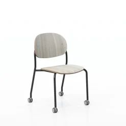 Tioga Armless Guest Chair with Casters - Laminate Seat and Back