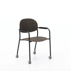 Tioga Guest Chair with Arms and Casters - Laminate Seat and Back