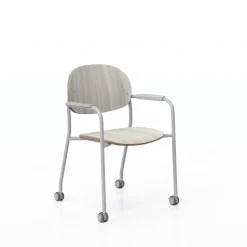 Tioga Guest Chair with Arms and Casters - Laminate Seat and Back