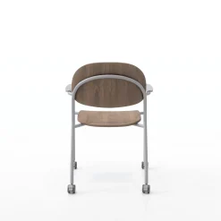 Tioga Guest Chair with Arms and Casters - Laminate Seat and Back