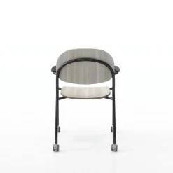 Tioga Guest Chair with Arms and Casters - Laminate Seat and Back