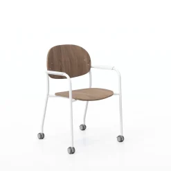 Tioga Guest Chair with Arms and Casters - Laminate Seat and Back
