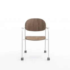 Tioga Guest Chair with Arms and Casters - Laminate Seat and Back