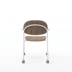 Tioga Guest Chair with Arms and Casters - Laminate Seat and Back