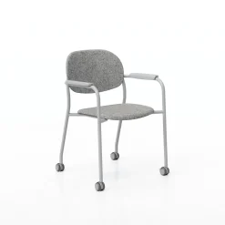 Tioga Guest Chair with Arms and Casters - PET Felt Seat and Back