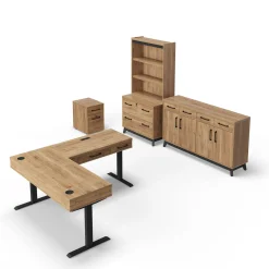 Trenton Adjustable-Height Right L-Desk w/ File Storage Set