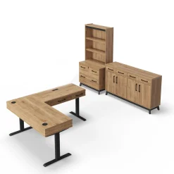Trenton Adjustable-Height Right L-Desk w/ Storage Set