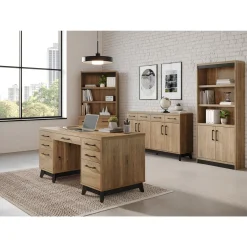 Trenton 5-Shelf Bookcase with Doors – 74