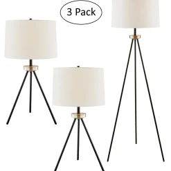 Tripod Floor & Table Lamps - Set of 3