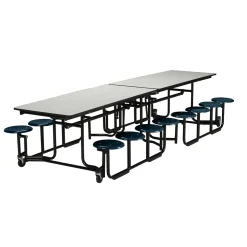 Uniframe Cafeteria Table with 16 Stools Black Frame - 12'