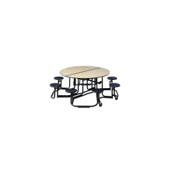 Uniframe Round Cafeteria Table with Stools- Black Frame - 83" dia