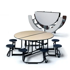 Uniframe Round Cafeteria Table with Stools- Black Frame - 83