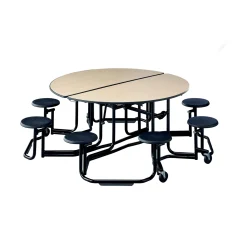 Uniframe Round Mobile Cafeteria Table with Stools - 83