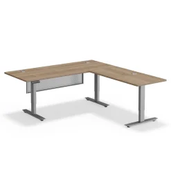 Upward Reversible Height Adjustable L-Shaped Standing Desk with Modesty Panel - 72
