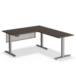 Upward Reversible Height Adjustable L-Shaped Standing Desk with Modesty Panel - 60