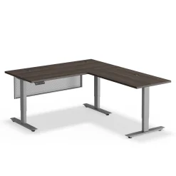 Upward Reversible Height Adjustable L-Shaped Standing Desk with Modesty Panel - 60