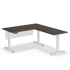 Upward Reversible Height Adjustable L-Shaped Standing Desk with Modesty Panel - 60