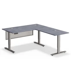 Upward Reversible Height Adjustable L-Shaped Standing Desk with Modesty Panel - 60
