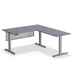 Upward Reversible Height Adjustable L-Shaped Standing Desk with Modesty Panel - 60