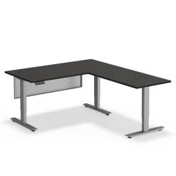 Upward Reversible Height Adjustable L-Shaped Standing Desk with Modesty Panel - 60