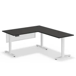 Upward Reversible Height Adjustable L-Shaped Standing Desk with Modesty Panel - 60