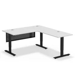 Upward Reversible Height Adjustable L-Shaped Standing Desk with Modesty Panel - 60