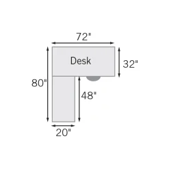 Urban Reversible L-Shaped Desk with Pedestal - 72"W x 80"D