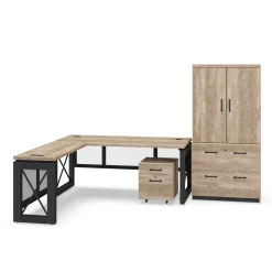 Urban Reversible L-Shaped Desk Set with File and Wardrobe
