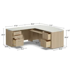 Via Reversible L-Shaped Bowfront Desk - 72