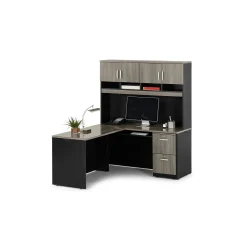 Via Reversible L-Shaped Desk with Hutch - 60