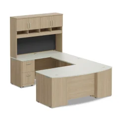 Via U-Shaped Bowfront Desk with Hutch - 72