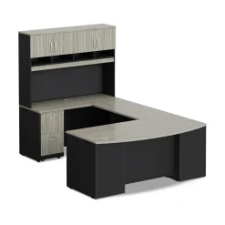 Via U-Shaped Bowfront Desk with Hutch - 72