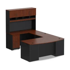 Via U-Shaped Bowfront Desk with Hutch - 72
